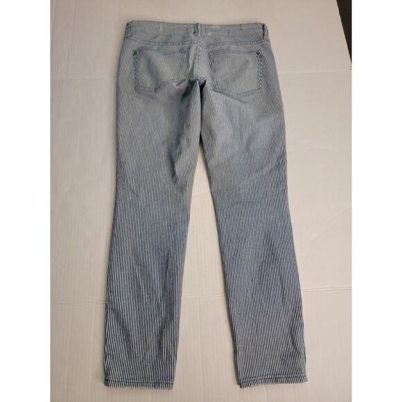 Pilcro Jeans Womens Sz 29 Stet Fit Crop Tapered Distressed Striped Anthropologie - Picture 9 of 11